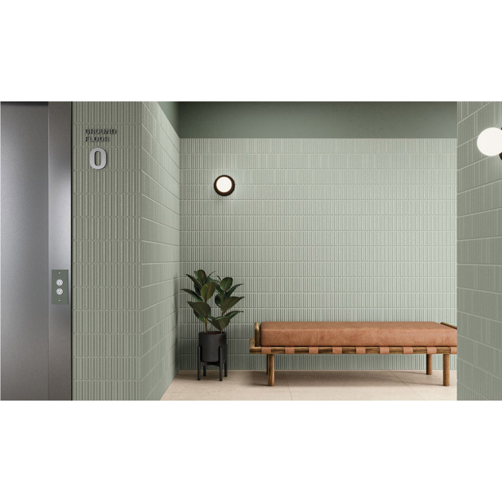 Peronda - Moves Collection - 7.8 in. x 15.7 in. Wall Tile - Green Installed