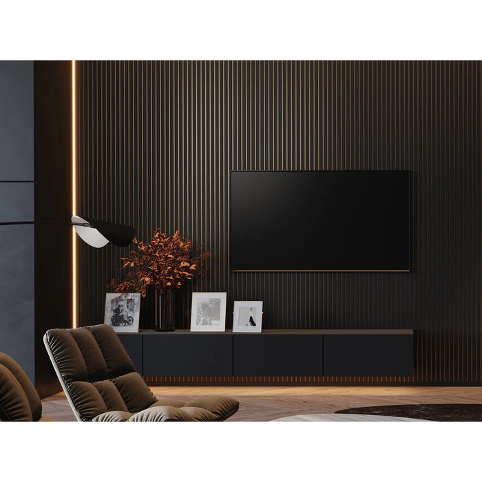 Prestige - Workshop Collection - Wall Slat Panels - Engineered Hardwood - Matte Black on Bronze