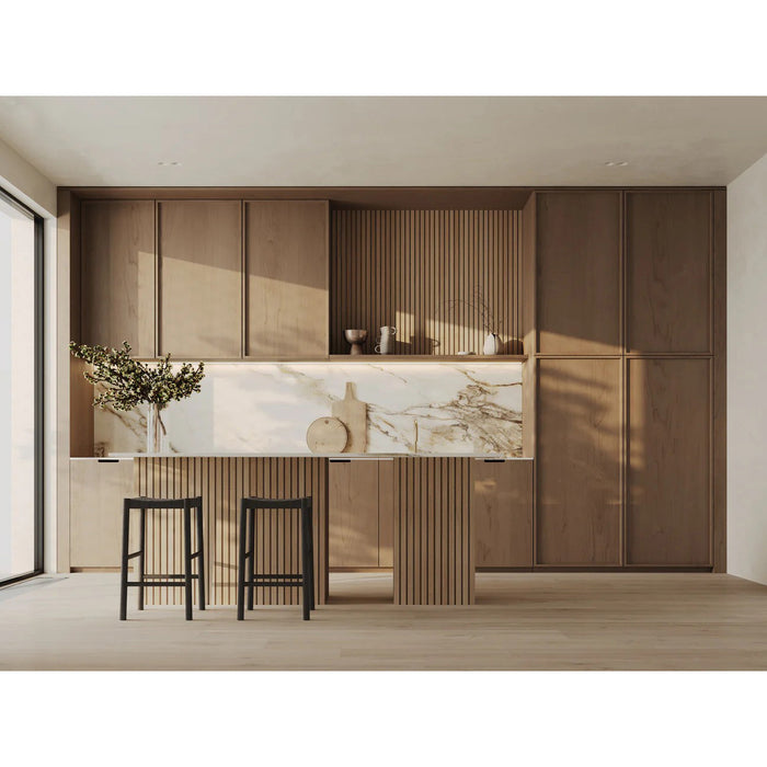 Prestige - Workshop Collection - Wall Slat Panels - Engineered Hardwood - Pepper Oak on Pepper Oak