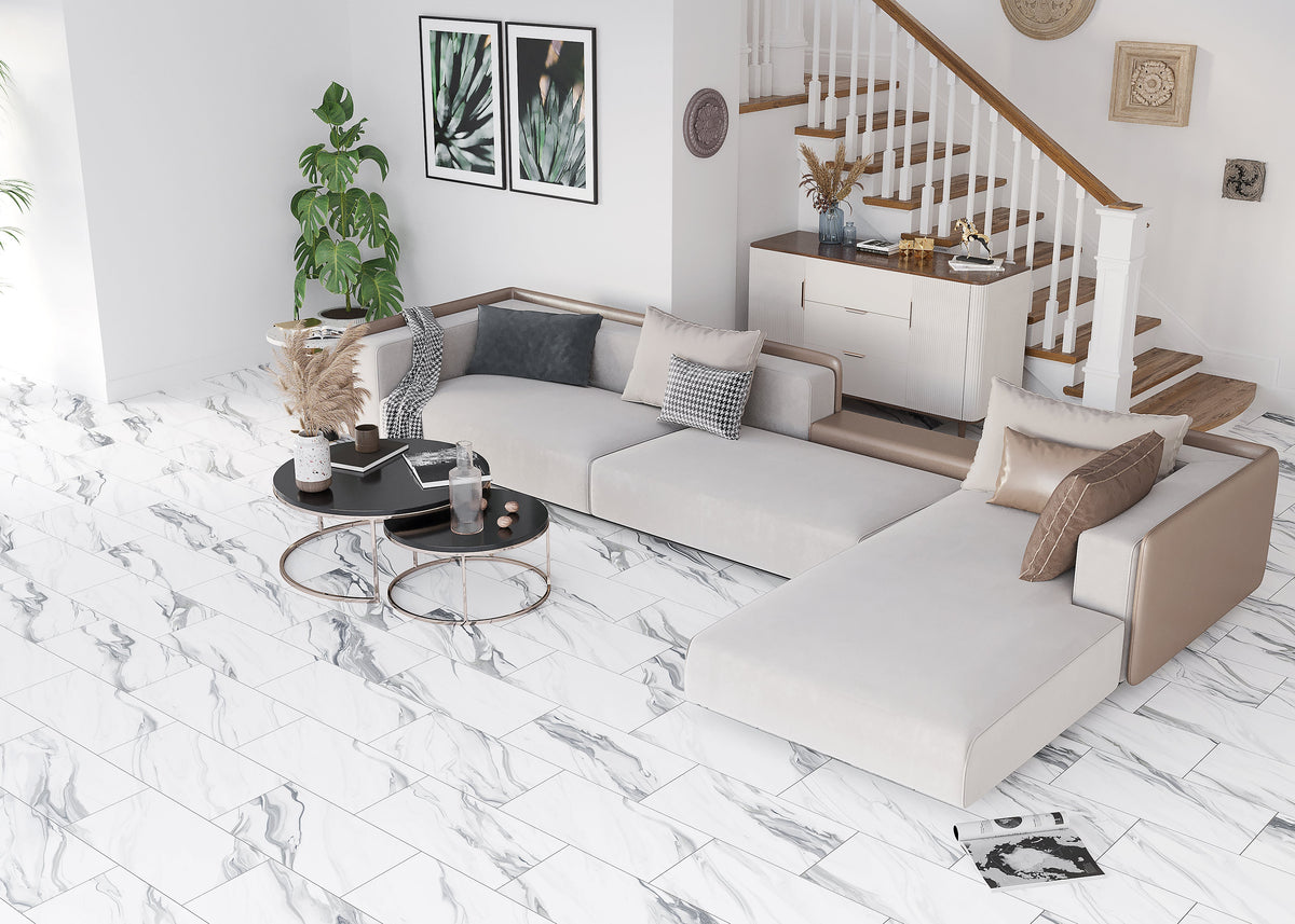 Floors 2000 - Prestige 12 in. x 24 in. Polished Porcelain Tile - Grey floor installation