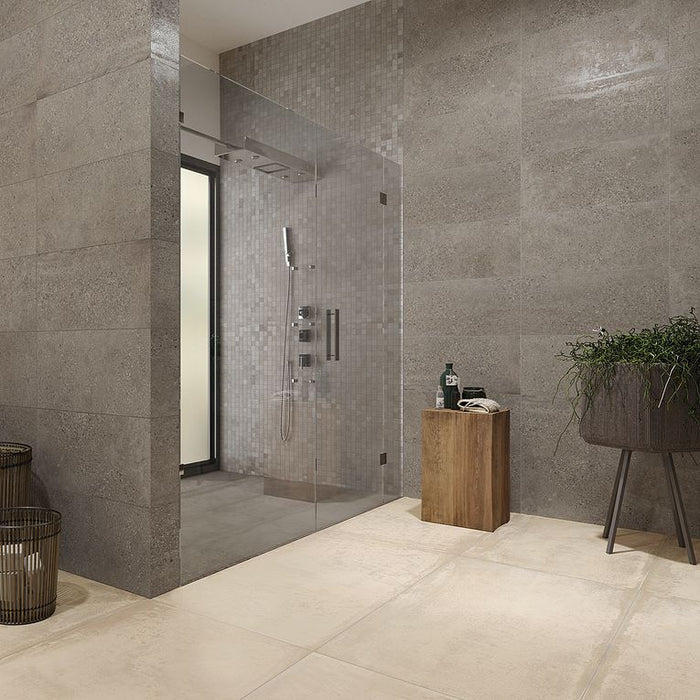 Arizona Tile - Konkrete Series - 12" x 24" Matte Porcelain Tile - Cenere wall installation