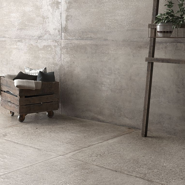 Arizona Tile - Konkrete Series - 24" x 48" Matte Porcelain Tile - Grigio floor and wall installation