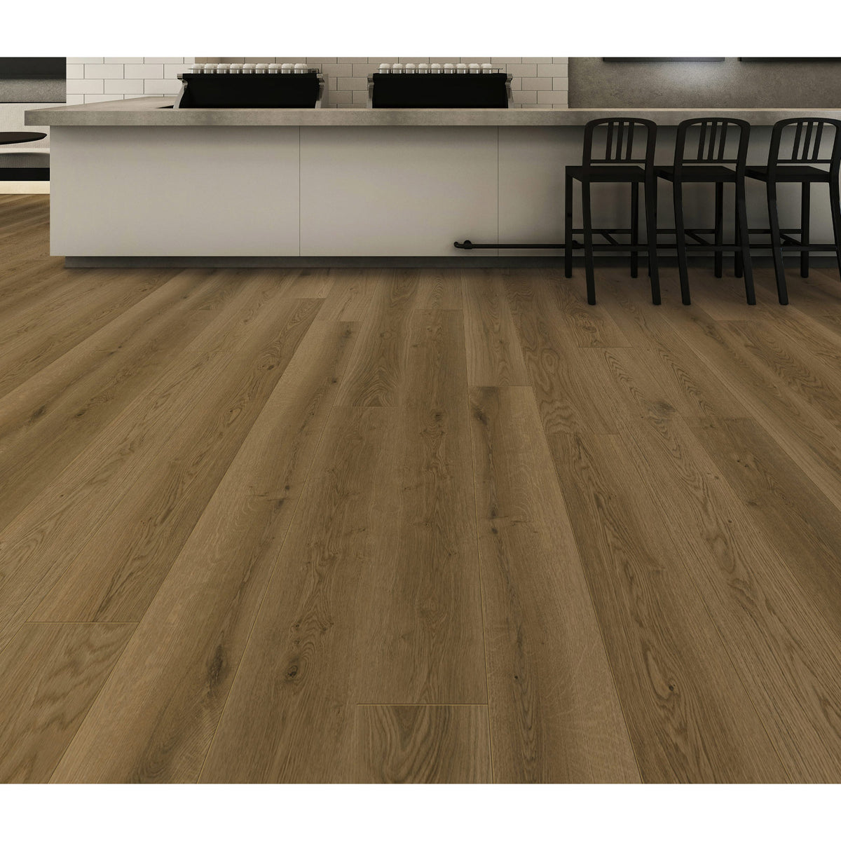 Provenza Floors - New Wave - 8.75 in. x 72 in. Rigid Core - Timber Wolf Installed