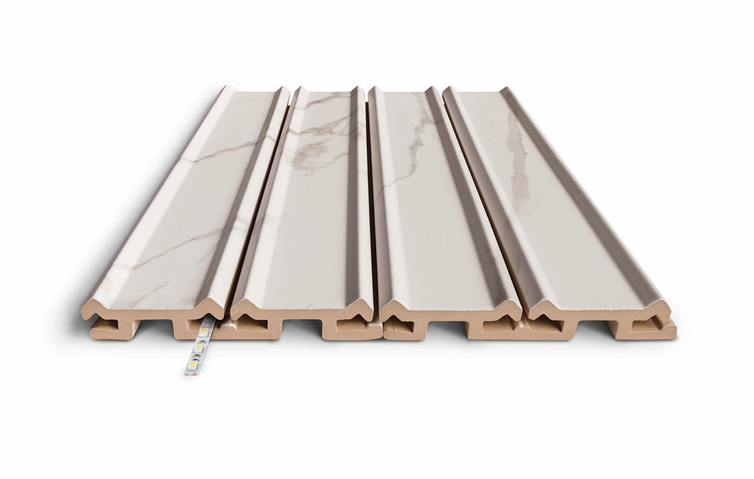 Emser Tile - Enhance - Radiant - 6" x 16" - Extruded Glazed Porcelain - Stries Calacata