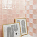 Arizona Tile - Flash 5" x 5" Ceramic Wall Tile - Blush Checker Install