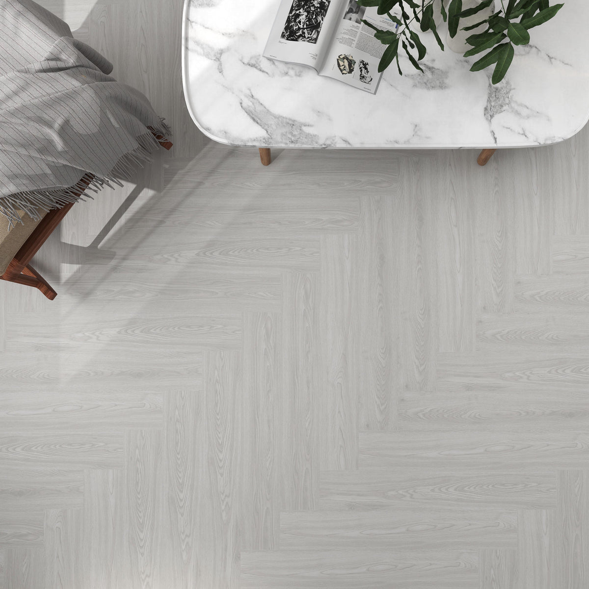 Ribadao - Caravel Herringbone Collection - 6 in. x 36 in. Vinyl Plank - Biscay Installed