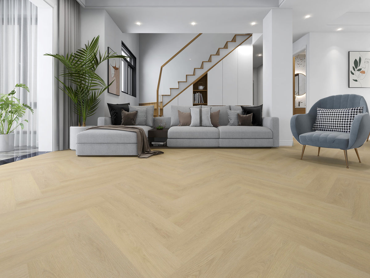 Ribadao - Caravel Herringbone Collection - 6 in. x 36 in. Vinyl Plank - Catalan Installed
