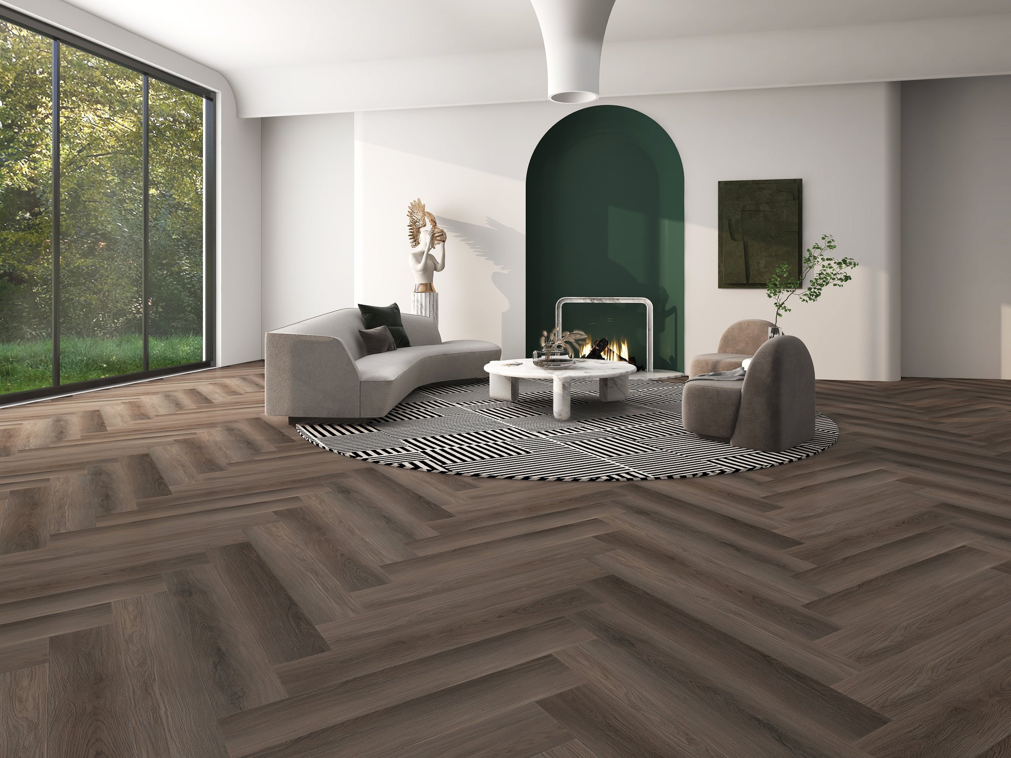Ribadao - Caravel Herringbone Collection - 6 in. x 36 in. Vinyl Plank - Galleon