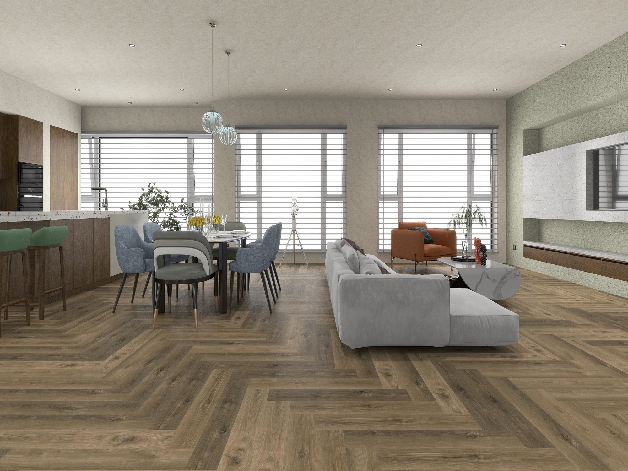 Ribadao - Caravel Herringbone Collection - 6 in. x 36 in. Vinyl Plank - Nina