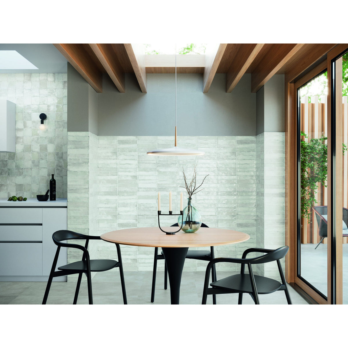 Soci Tile - Savannah 2&quot; x 10&quot; Tile - Aquamarine Glossy - Room Scene