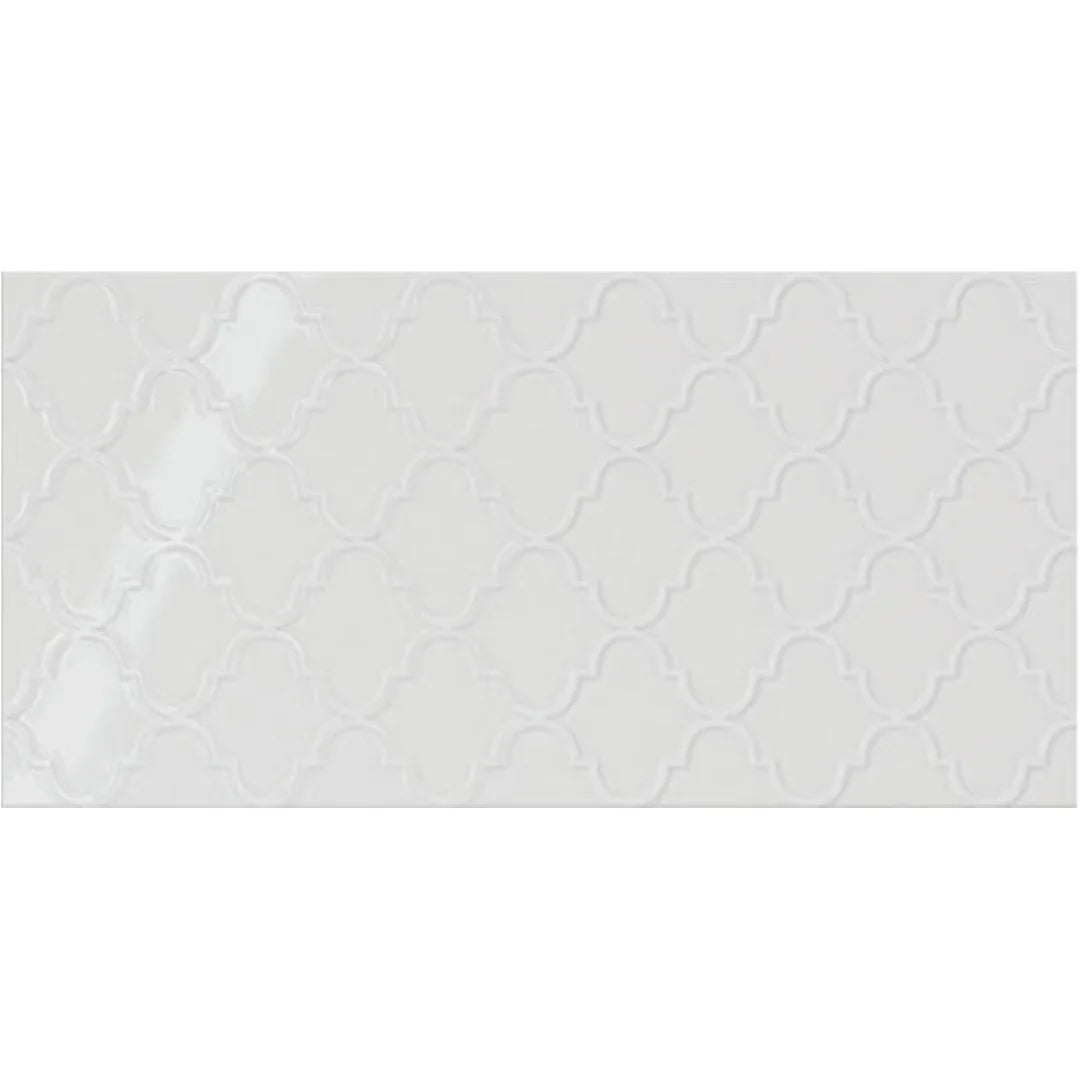 Daltile - Showscape - 12 in. x 24 in. Arabesque Textured Ceramic Wall Tile - Stylish White