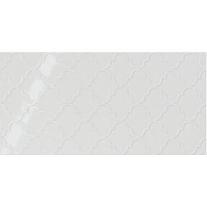 Daltile - Showscape - 12 in. x 24 in. Arabesque Textured Ceramic Wall Tile - Stylish White