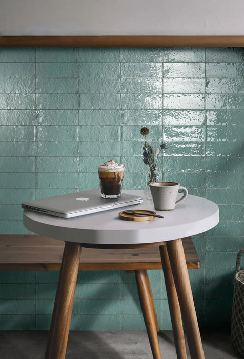 Bellagio - Sarmento Collection - 3" x 8" Plain Porcelain Tile - Celdor wall installation
