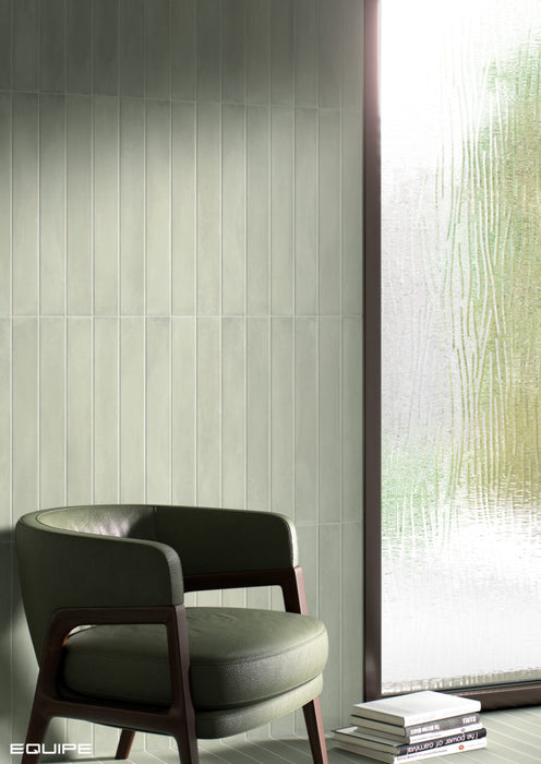 Equipe - Stonella Collection - 3 in. x 24 in. Tile - Leaf wall and floor installation