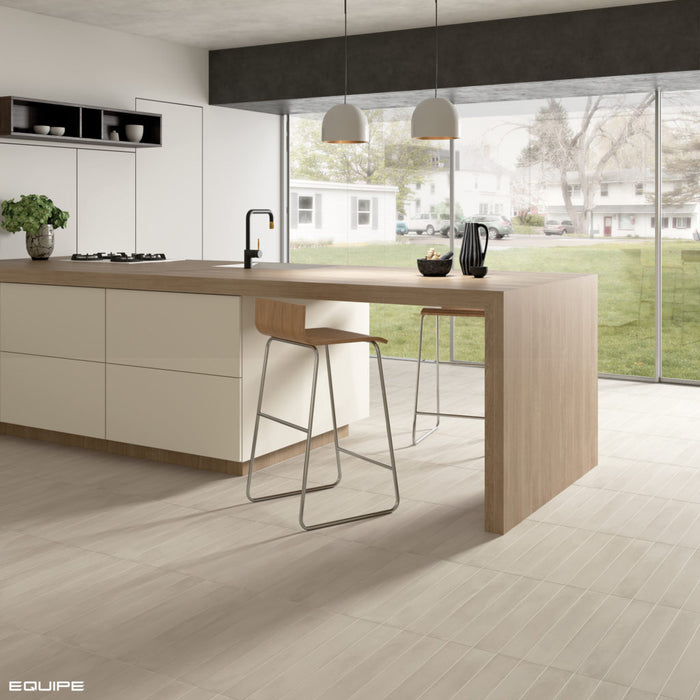 Equipe - Stonella Collection - 3 in. x 24 in. Tile - Silver Breeze floor installation