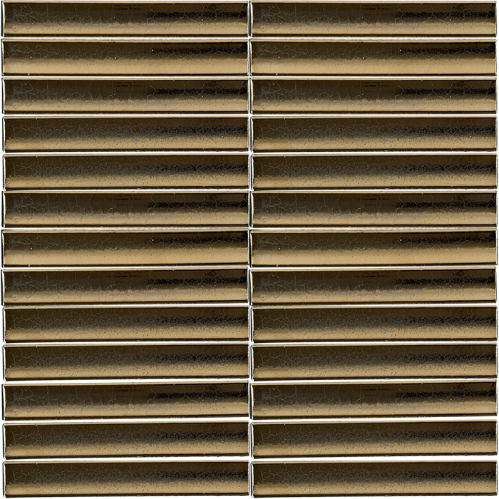 Lungarno - Stratum - 1 in. x 6 in. Concave Matte Porcelain Mosaic - Burnished Brass
