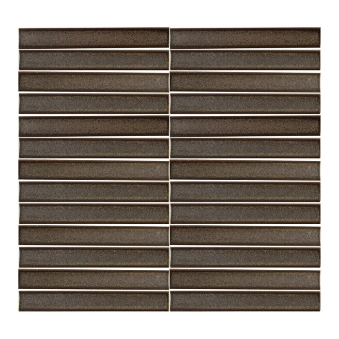 Lungarno - Stratum - 1 in. x 6 in. Concave Matte Porcelain Mosaic - Antique Pewter
