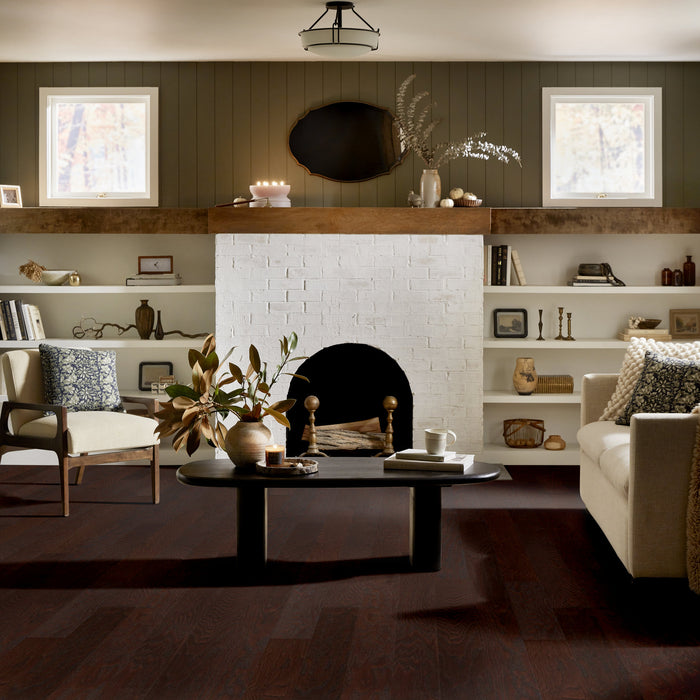Shaw - Albright Oak 5" Hardwood SW582 - Coffee Bean Living Room