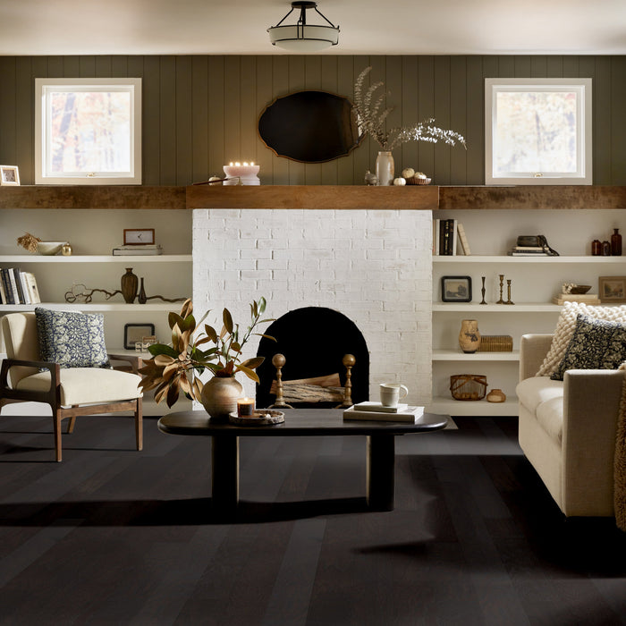 Shaw - Albright Oak 5" Hardwood SW582 - Charcoal Living Room Install