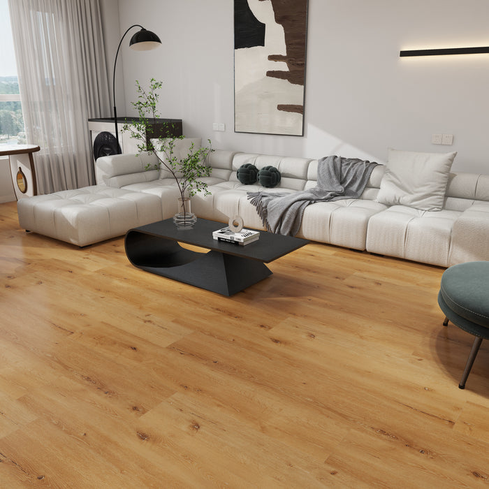 Create Flooring - Oakhaven Collection 9 in. x 60 in. WPC LVP - Sahara Oak Installed