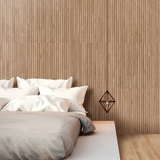 General Ceramic - Ribbon Artwood Porcelain Tile - Natural wall installation