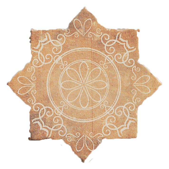 Soci Tile - Terra Cotta Series - 6&quot; x 6&quot; Wall Tile - Star Temple Fire