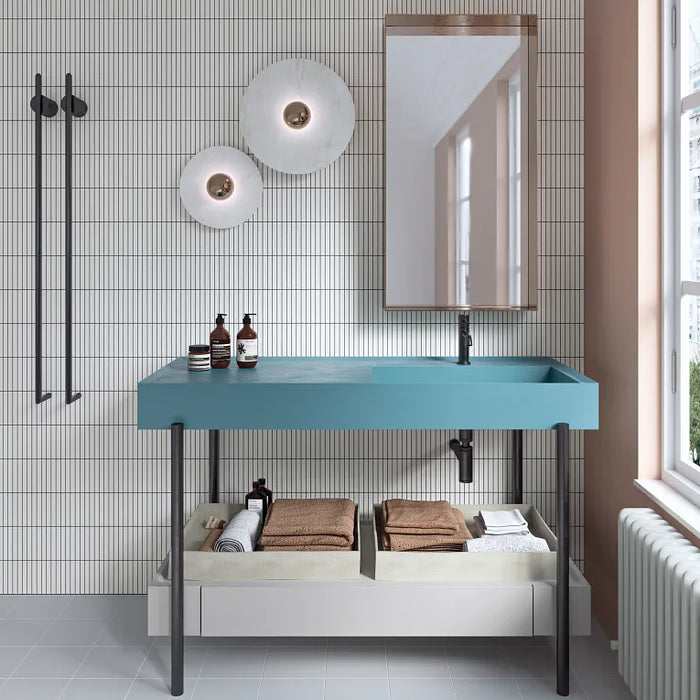 Arizona Tile - Spark Bars 5x10 Matte Ceramic Mosaic - White wall installation