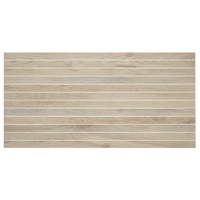 Arizona Tile - Bio Attitude 1&quot; x 24&quot; Straight Stack Mesh Porcelain Tile - Almond