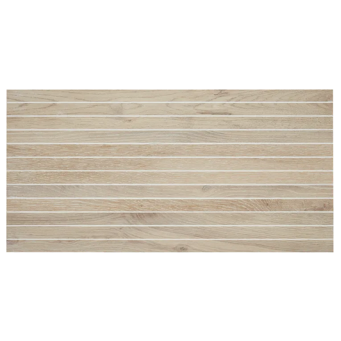 Arizona Tile - Bio Attitude 1" x 24" Straight Stack Mesh Porcelain Tile - Almond