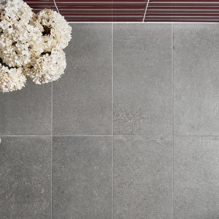 Arizona Tile - Konkrete Series - 12" x 24" Matte Porcelain Tile - Cenere floor installation