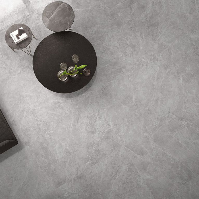 Arizona Tile - Themar Series - 24" x 24" Rectified Polished Porcelain Tile - Grigio Savoia - Installed