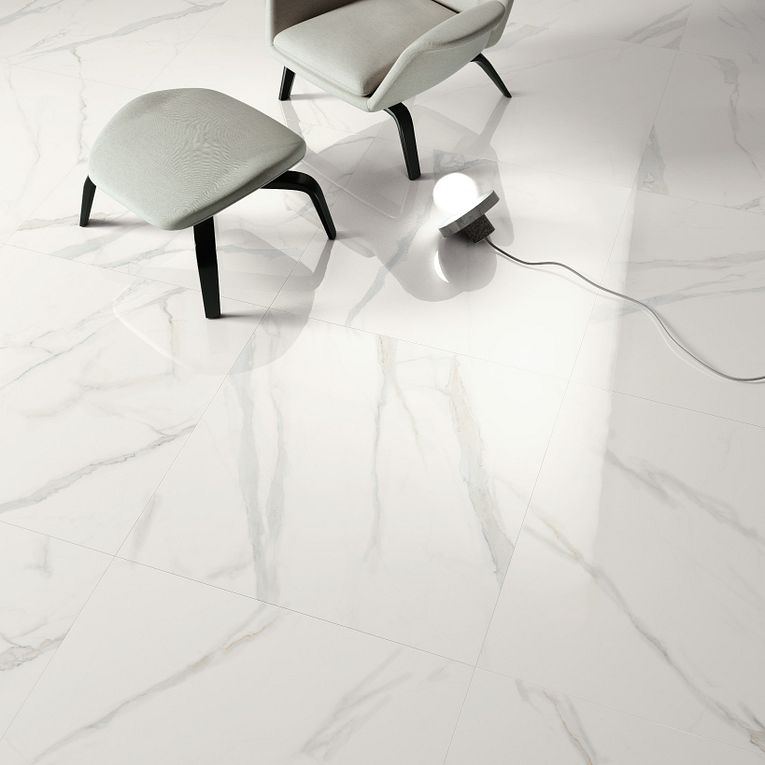 Arizona Tile - Themar Series - 24&quot; x 24&quot; Rectified Polished Porcelain Tile - Statuario V - Installed