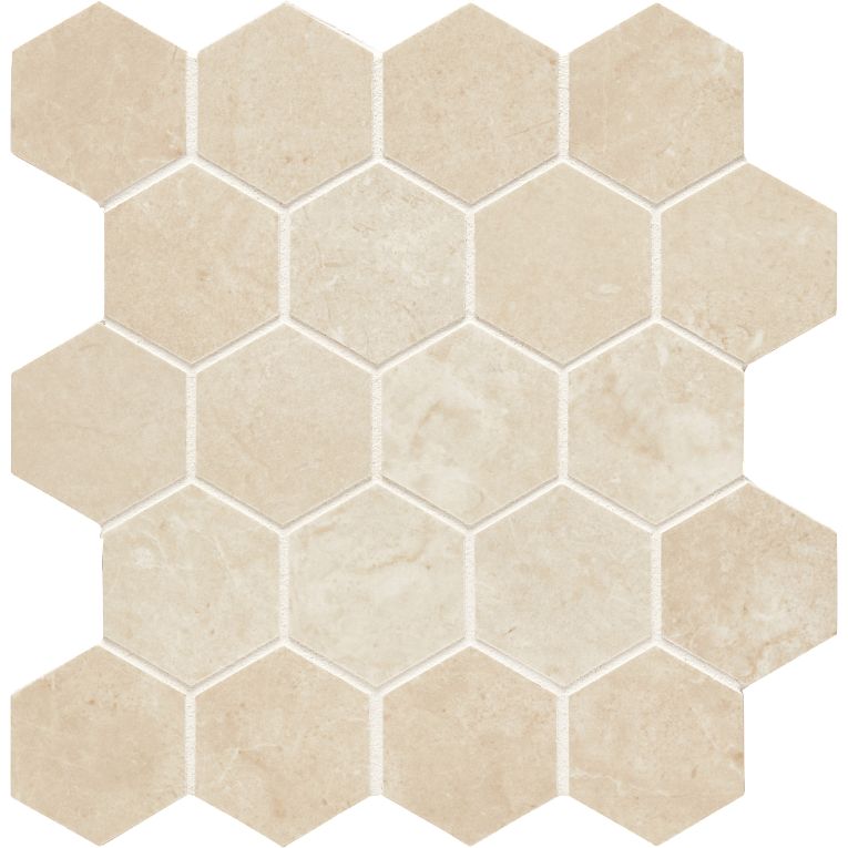 Arizona Tile - Themar Series - 2 3/8" x 2 3/8" Rectified Polished Porcelain Mosaic - Crema Marfil