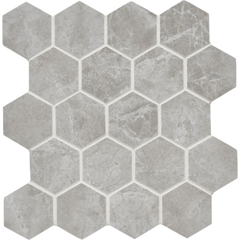 Arizona Tile - Themar Series - 2 3/8&quot; x 2 3/8&quot; Rectified Polished Porcelain Mosaic - Grigio Savoia