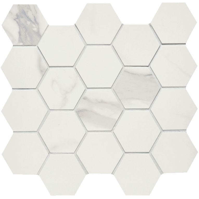 Arizona Tile - Themar Series - 2 3/8&quot; x 2 3/8&quot; Rectified Polished Porcelain Mosaic - Statuario V