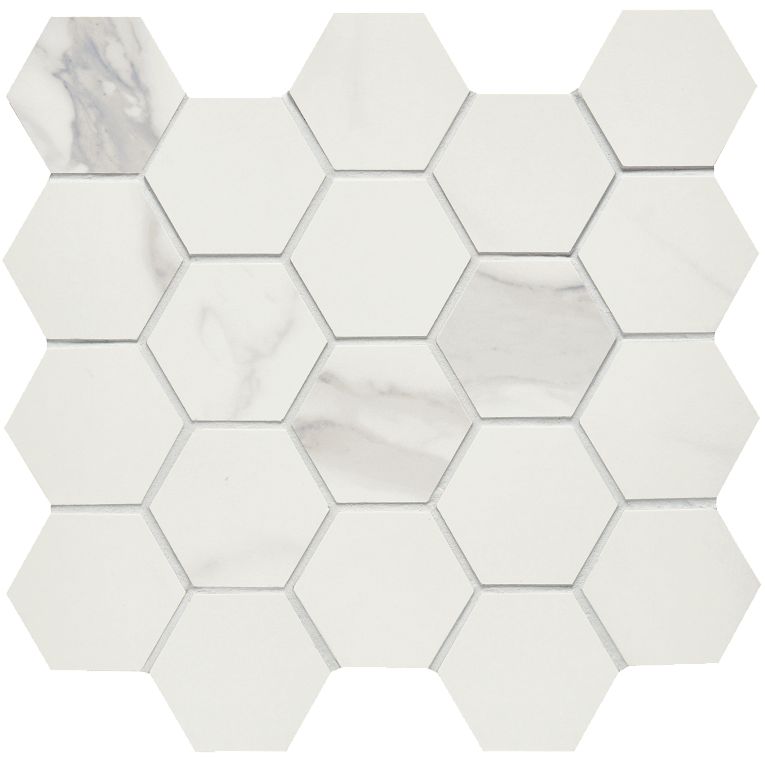 Arizona Tile - Themar Series - 2 3/8" x 2 3/8" Rectified Polished Porcelain Mosaic - Statuario V