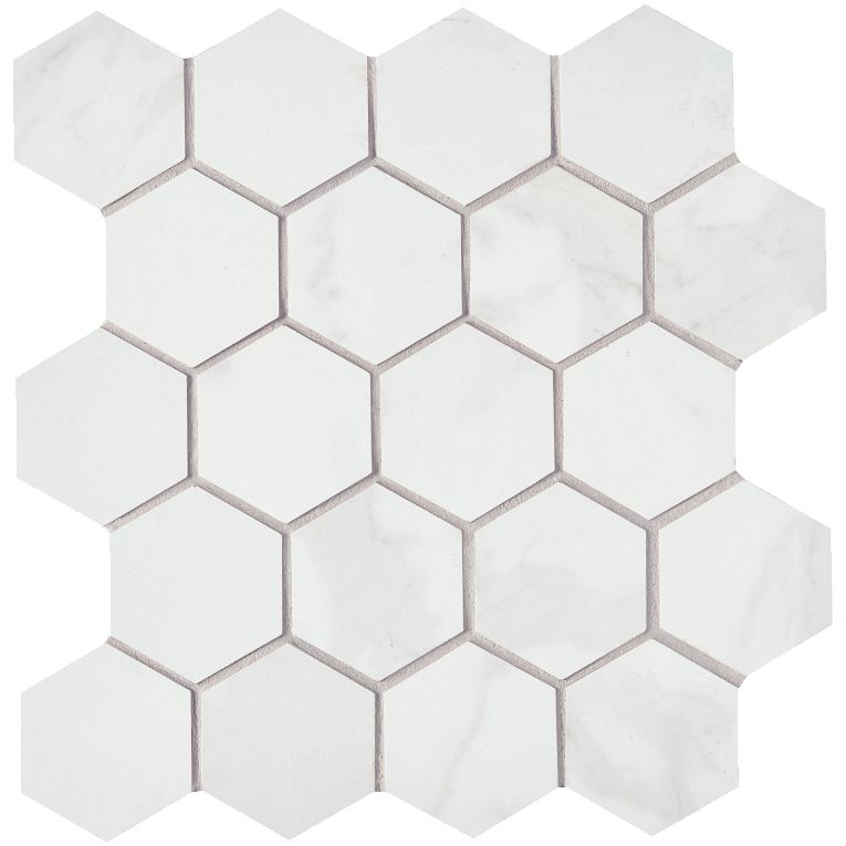 Arizona Tile - Themar Series - 2 3/8&quot; x 2 3/8&quot; Rectified Polished Porcelain Mosaic - Bianco Lasa