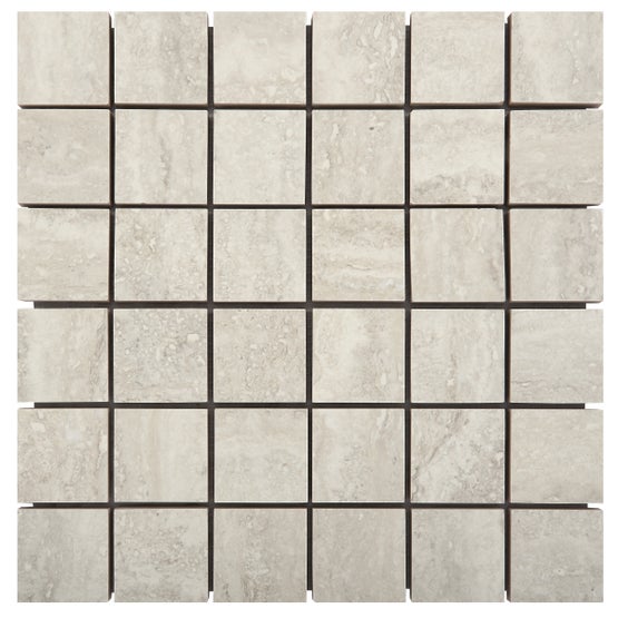 Floors 2000 - Travertino Roma 2 in. x 2 in. Polished Porcelain Mosaic - Bianco