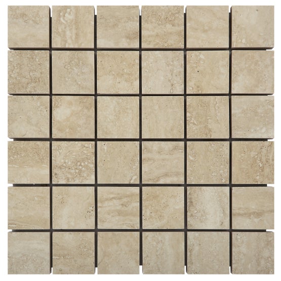 Floors 2000 - Travertino Roma 2 in. x 2 in. Polished Porcelain Mosaic - Sand