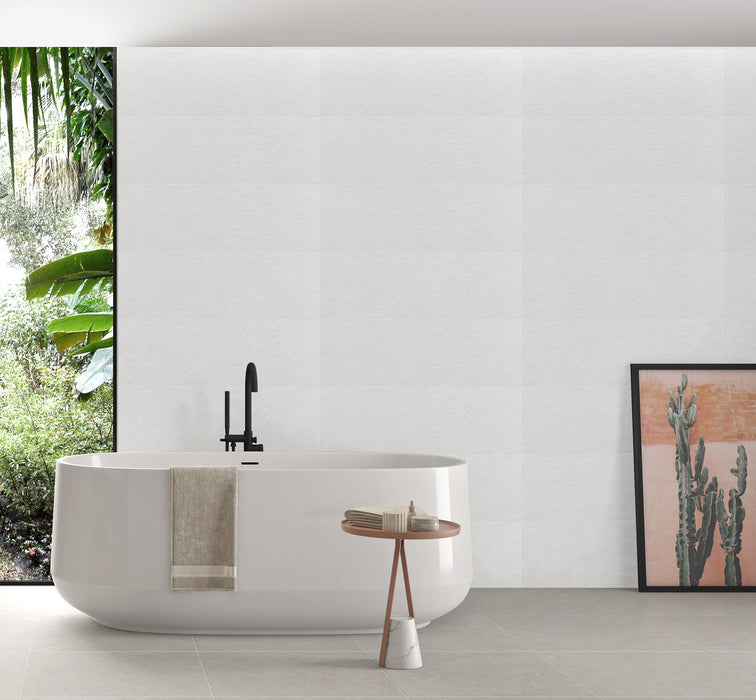 Tesoro - Icon Collection - 12 in. x 36 in. Ceramic Matte Wall Tile - Creta White Installed 2