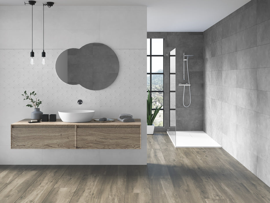 Tesoro - Icon Collection - 12 in. x 36 in. Ceramic Matte Wall Tile - Snow Installed