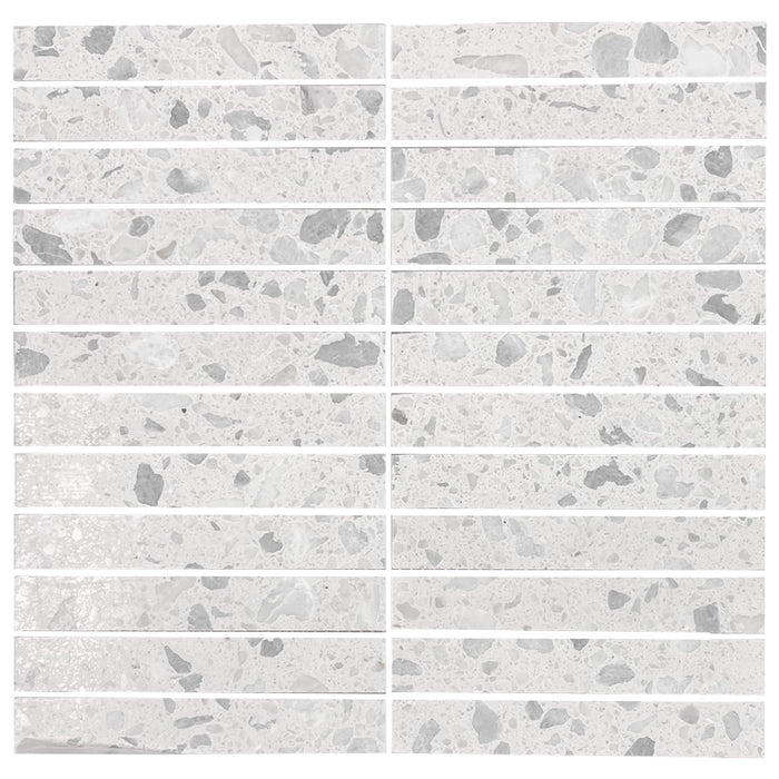 Tesoro - Venice Series - 12 in. x 12 in. Stone Mosaic - Stacked Blue Terrazzo