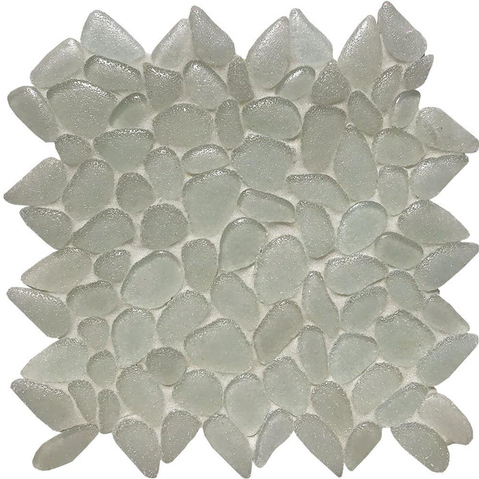Tesoro - Liquid Rocks Series - Glass Pebble Mosaic - Glacier White