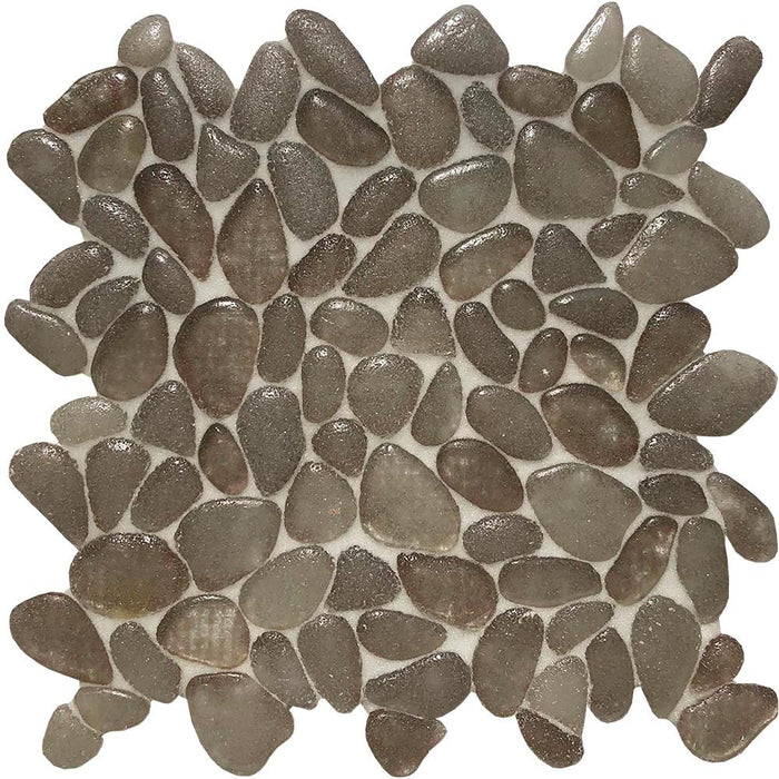 Tesoro - Liquid Rocks Series - Glass Pebble Mosaic - River Brown