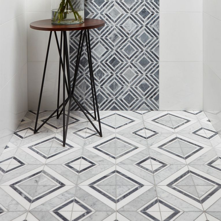 Arizona Tile - Natural Stone - Stone Mesh Patterns - Diamond Bianco - Floor Install