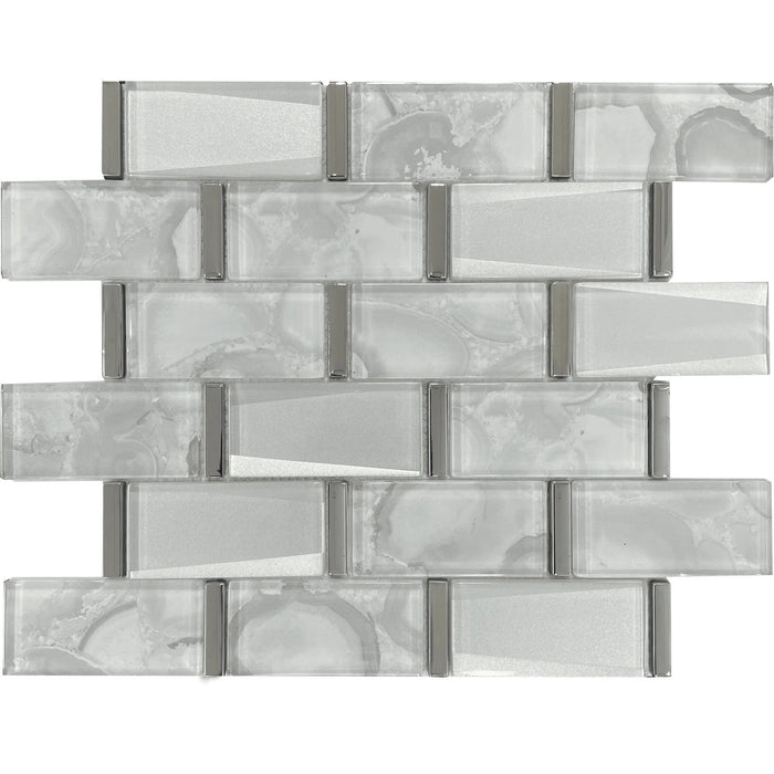MTD - Tribeca Collection 12 in. x 13 in. Glass Subway Mosaic - Argento
