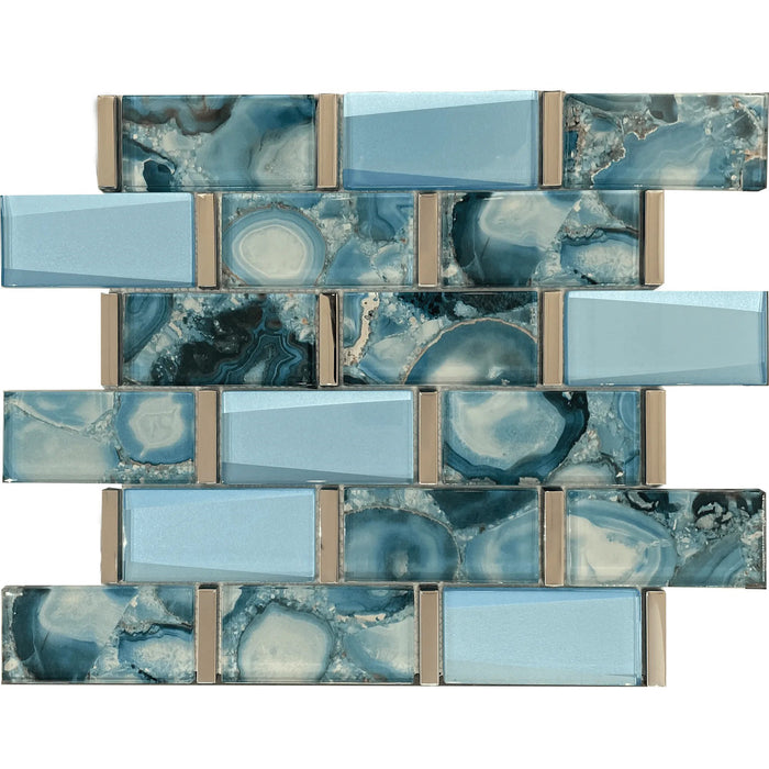 MTD - Tribeca Collection 12 in. x 13 in. Glass Subway Mosaic - Sky Blue