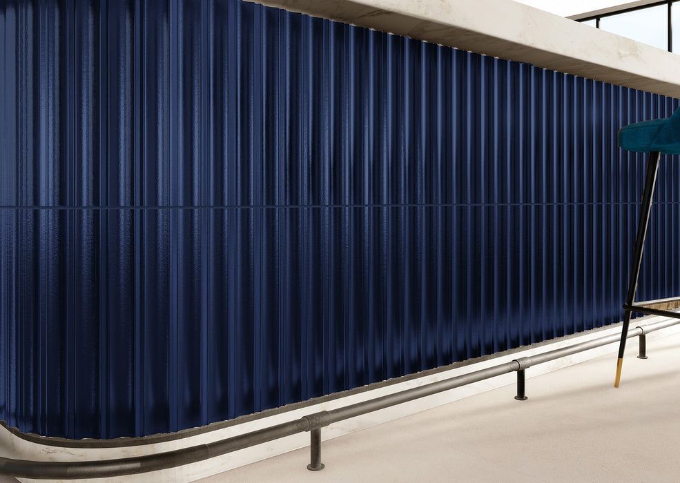 Emser Tile - Tubage - 7" x 16" Glazed Porcelain Tile - Navy Installed