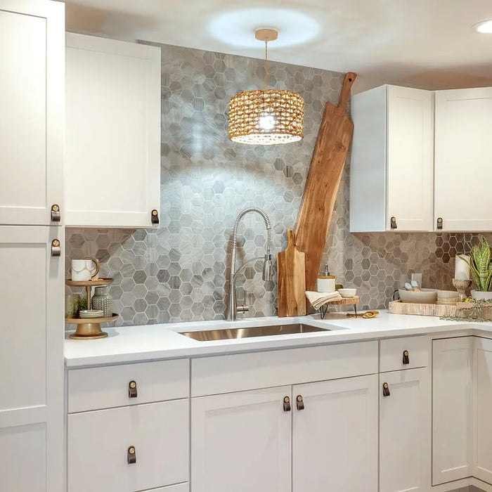 Arizona Tile - Aequa Series - 3" x 3" Porcelain Hex Mosaic - Cirrus wall installation