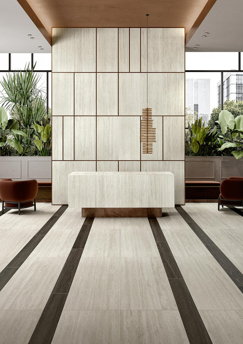 Unicom Starker - Tibur Stone Collection - 12 in. x 24 in. Porcelain Tile - Opale Room Scene